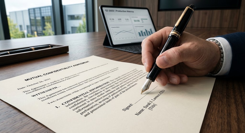 How to Protect Your IP and Mold Ownership When Sourcing Adult Products CEO signing mutual confidentiality agreement for OEM ODM manufacturing partnerships